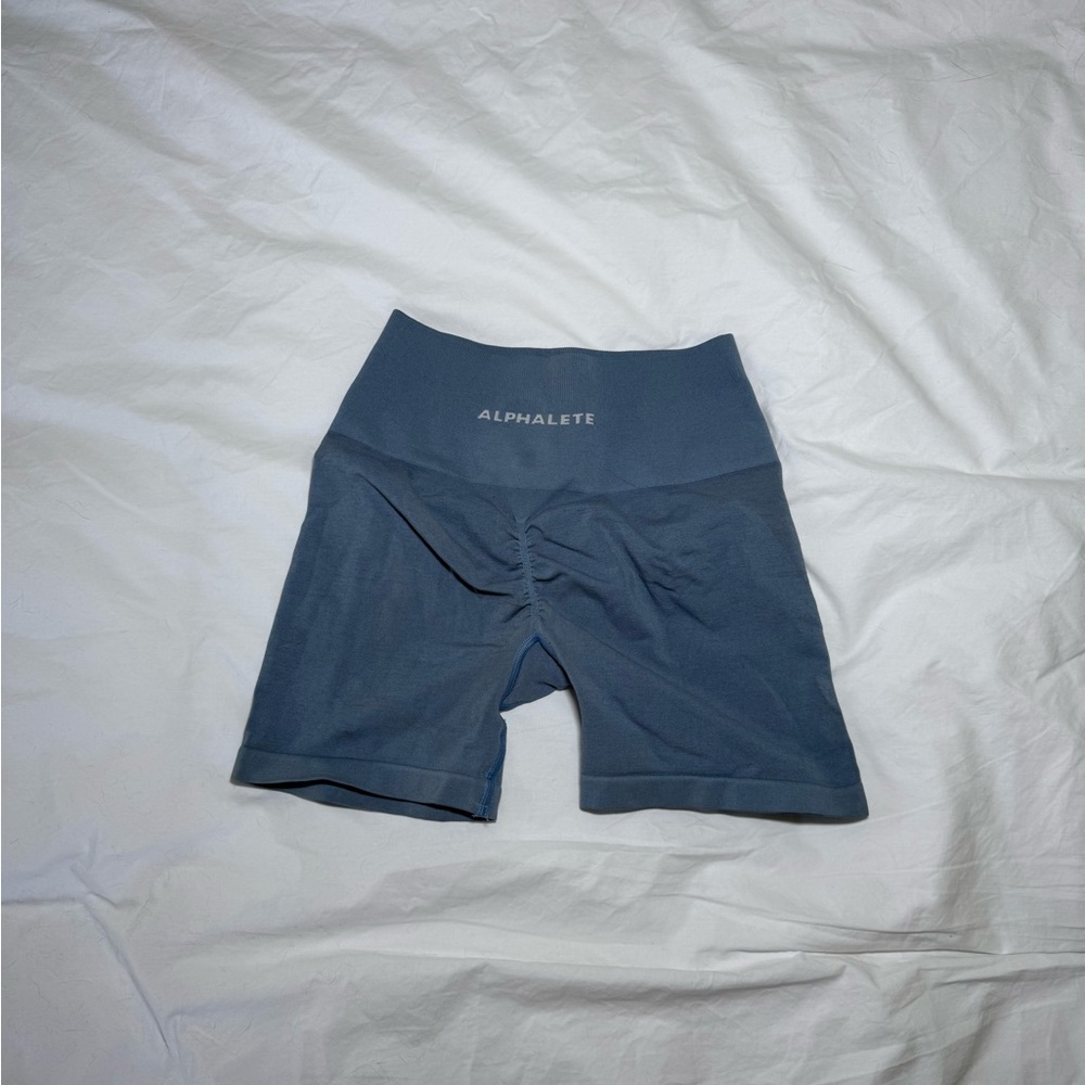 Alphalete Blue Bike Shorts High-Waisted Seamless